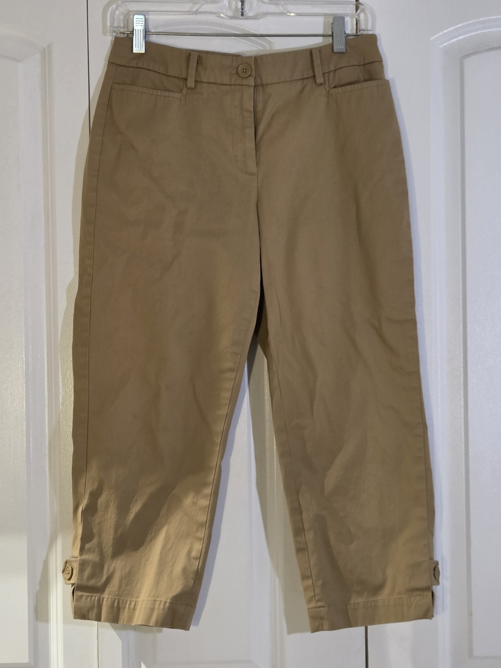 Talbots Women's Pants 4 Perfect Skimmer Crop Khaki Tan Cotton/Spandex Stretch